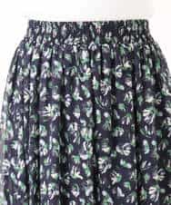 FKHGD05140 MK MICHEL KLEIN(MK ミッシェルクラン) 花柄シフォンスカート/洗える ネイビー