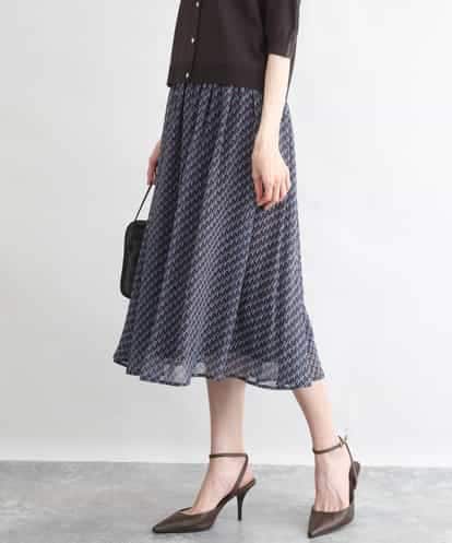 FKHGD06140 MK MICHEL KLEIN [洗える]幾何柄シフォンスカート