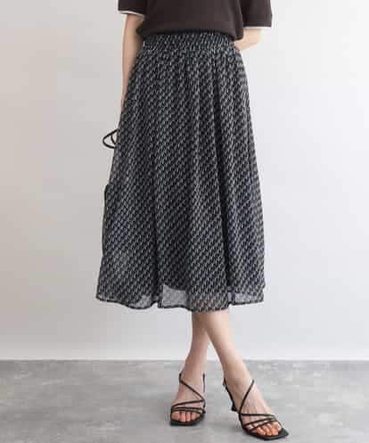 FKHGD06140  [洗える]幾何柄シフォンスカート