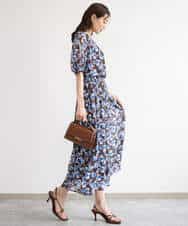 FKHGD07140 MK MICHEL KLEIN(MK ミッシェルクラン) [洗える]アートフラワープリント シフォンスカート ネイビー