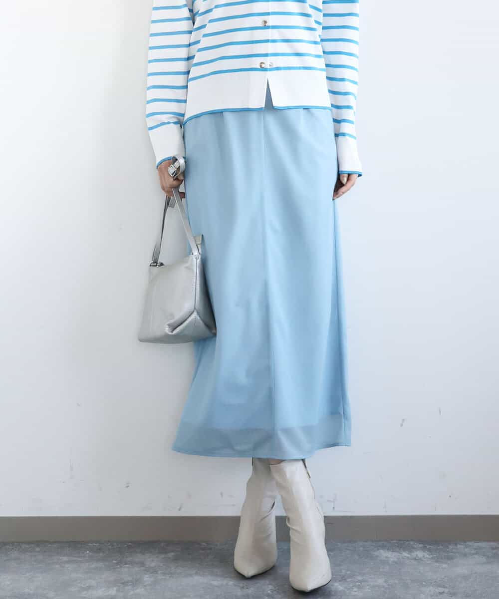 FKHGD20150 MK MICHEL KLEIN(MK ミッシェルクラン) オーガンジートリコットシアータイトスカート/洗える ライトブルー