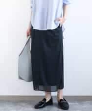 FKHGD20150 MK MICHEL KLEIN(MK ミッシェルクラン) オーガンジートリコットシアータイトスカート/洗える ネイビー