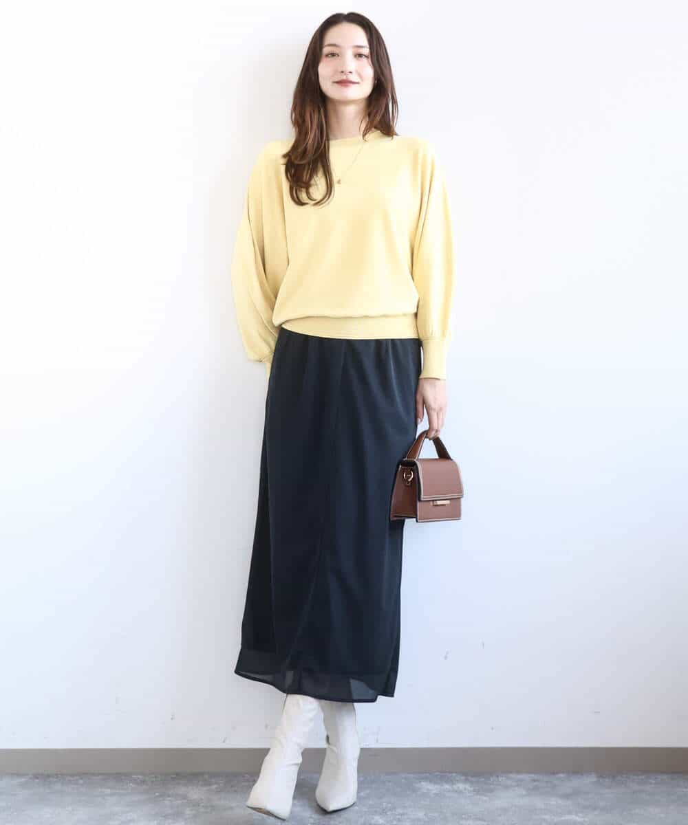 FKHGD20150 MK MICHEL KLEIN(MK ミッシェルクラン) オーガンジートリコットシアータイトスカート/洗える ネイビー