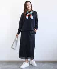 FKHGD20150 MK MICHEL KLEIN(MK ミッシェルクラン) オーガンジートリコットシアータイトスカート/洗える ネイビー