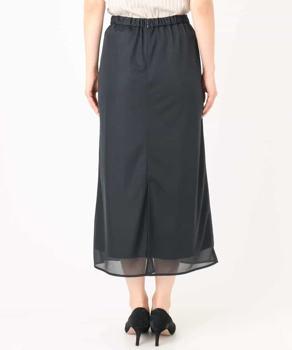 FKHGD20150 MK MICHEL KLEIN(MK ミッシェルクラン) オーガンジートリコットシアータイトスカート/洗える ネイビー