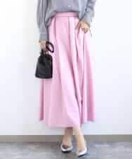 FKHGD27160 MK MICHEL KLEIN(MK ミッシェルクラン) タックフレアスカート（無地）/洗える ピンク