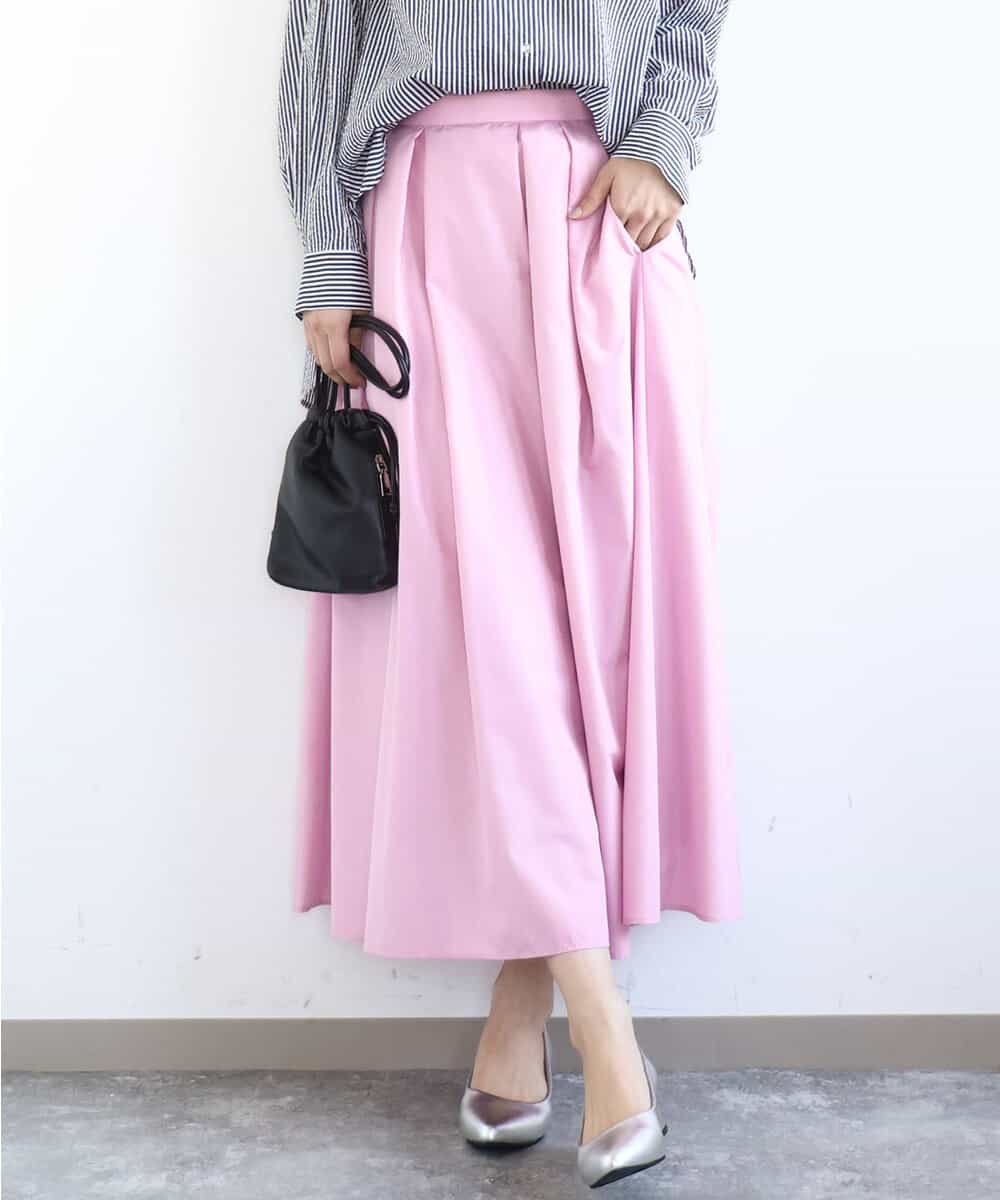 FKHGD27160 MK MICHEL KLEIN(MK ミッシェルクラン) タックフレアスカート（無地）/洗える ピンク