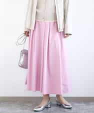 FKHGD27160 MK MICHEL KLEIN(MK ミッシェルクラン) タックフレアスカート（無地）/洗える ピンク