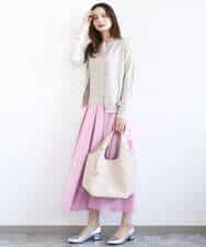 FKHGD27160 MK MICHEL KLEIN(MK ミッシェルクラン) タックフレアスカート（無地）/洗える ピンク