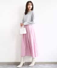 FKHGD27160 MK MICHEL KLEIN(MK ミッシェルクラン) タックフレアスカート（無地）/洗える ピンク