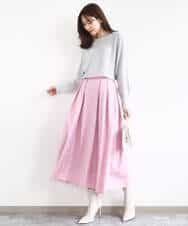 FKHGD27160 MK MICHEL KLEIN(MK ミッシェルクラン) タックフレアスカート（無地）/洗える ピンク