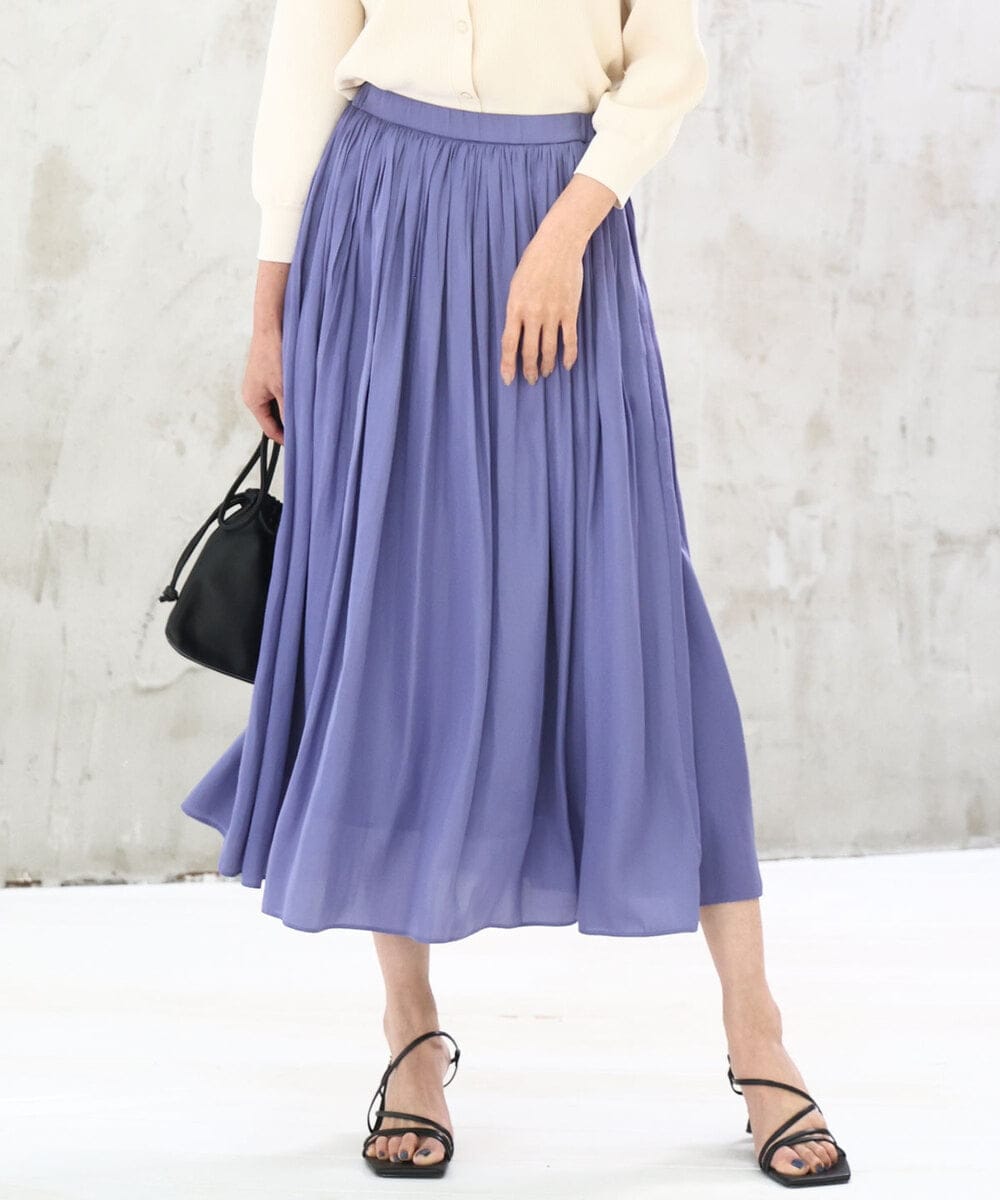 FKHGD35150 MK MICHEL KLEIN(MK ミッシェルクラン) サテンプリーツスカート/UVカット/洗える パープル
