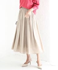 FKHGD35150 MK MICHEL KLEIN(MK ミッシェルクラン) サテンプリーツスカート/UVカット/洗える ベージュ