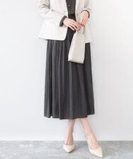 FKHGD35150 MK MICHEL KLEIN(MK ミッシェルクラン) [瞬美シリーズ/UVカット/洗える]サテンプリーツスカート ダークグレー