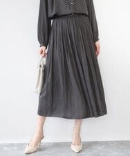 FKHGD35150 MK MICHEL KLEIN(MK ミッシェルクラン) [瞬美シリーズ/UVカット/洗える]サテンプリーツスカート ダークグレー