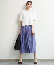 FKHGD35150 MK MICHEL KLEIN(MK ミッシェルクラン) [瞬美シリーズ/UVカット/洗える]サテンプリーツスカート ダークグレー
