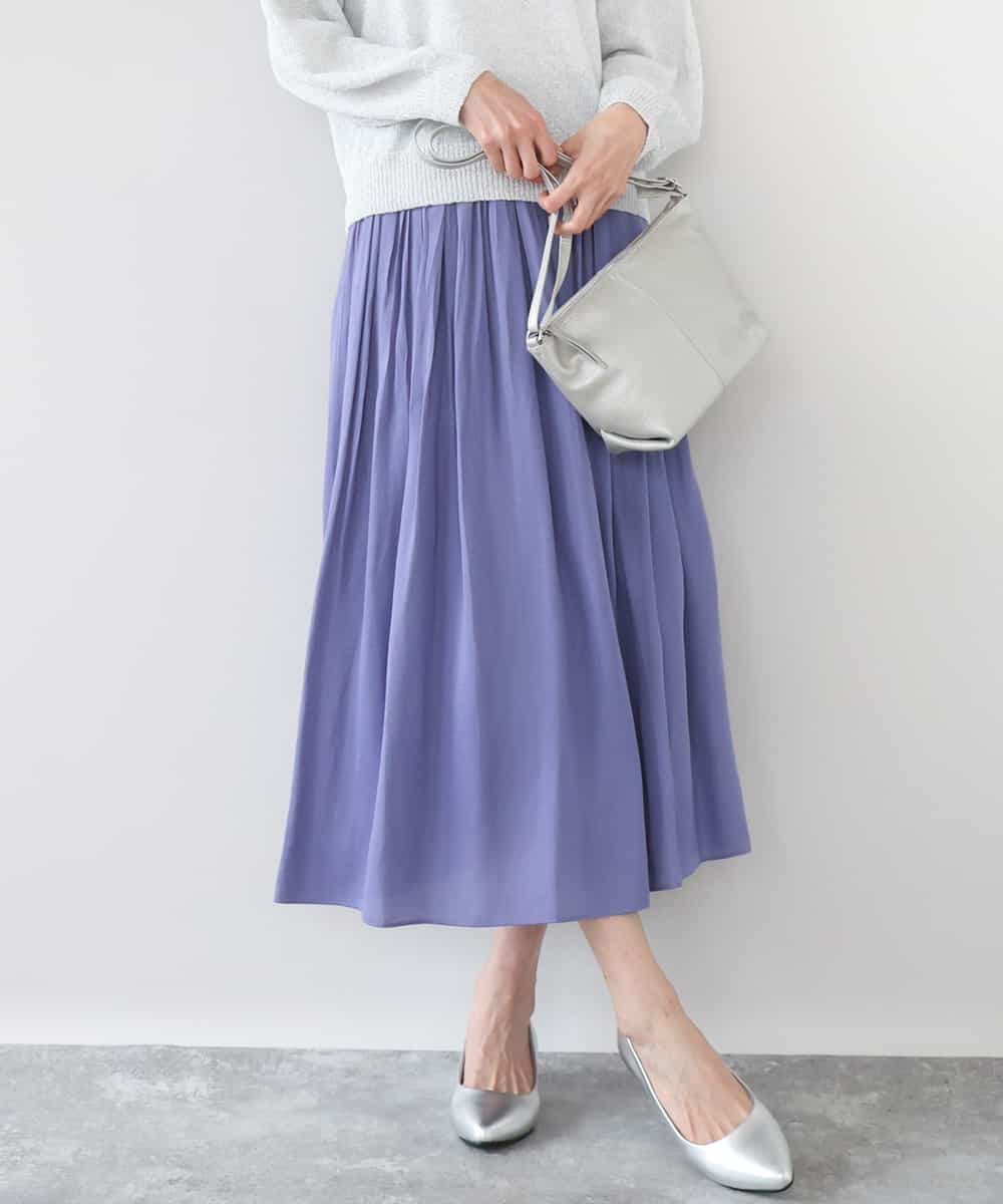 FKHGD35150 MK MICHEL KLEIN(MK ミッシェルクラン) サテンプリーツスカート/UVカット/洗える パープル