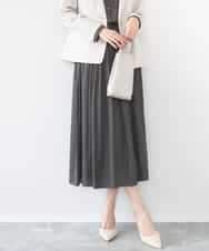 FKHGD35150 MK MICHEL KLEIN(MK ミッシェルクラン) サテンプリーツスカート/UVカット/洗える ダークグレー