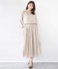 FKHGD35150 MK MICHEL KLEIN(MK ミッシェルクラン) サテンプリーツスカート/UVカット/洗える ダークグレー