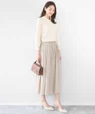 FKHGD35150 MK MICHEL KLEIN(MK ミッシェルクラン) サテンプリーツスカート/UVカット/洗える ダークグレー