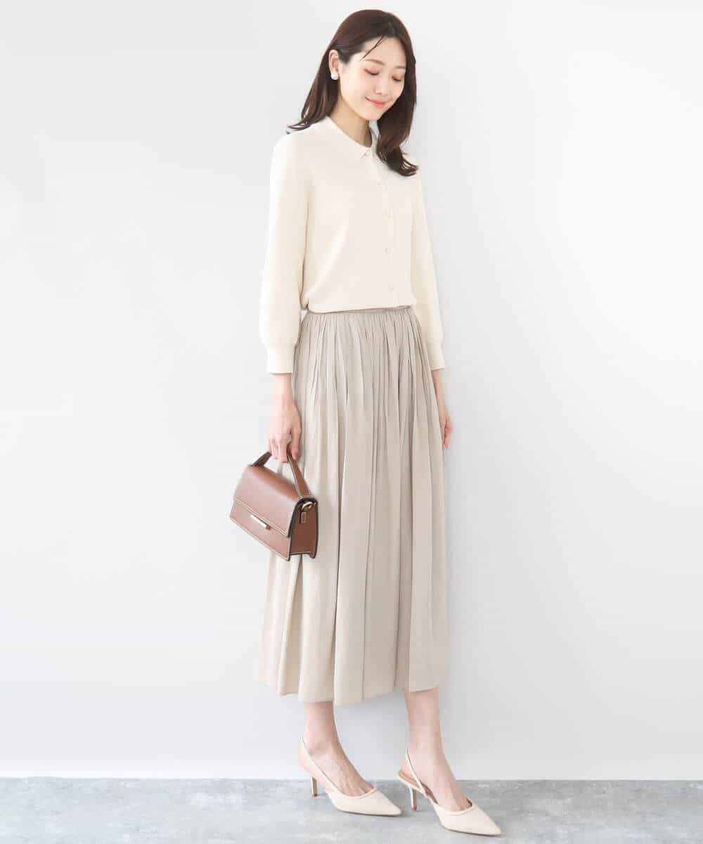 FKHGD35150 MK MICHEL KLEIN(MK ミッシェルクラン) サテンプリーツスカート/UVカット/洗える ダークグレー