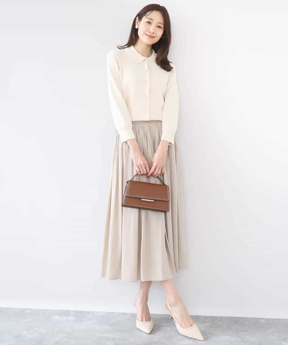 FKHGD35150 MK MICHEL KLEIN(MK ミッシェルクラン) サテンプリーツスカート/UVカット/洗える ダークグレー