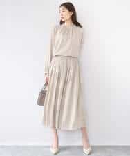 FKHGD35150 MK MICHEL KLEIN(MK ミッシェルクラン) サテンプリーツスカート/UVカット/洗える ダークグレー