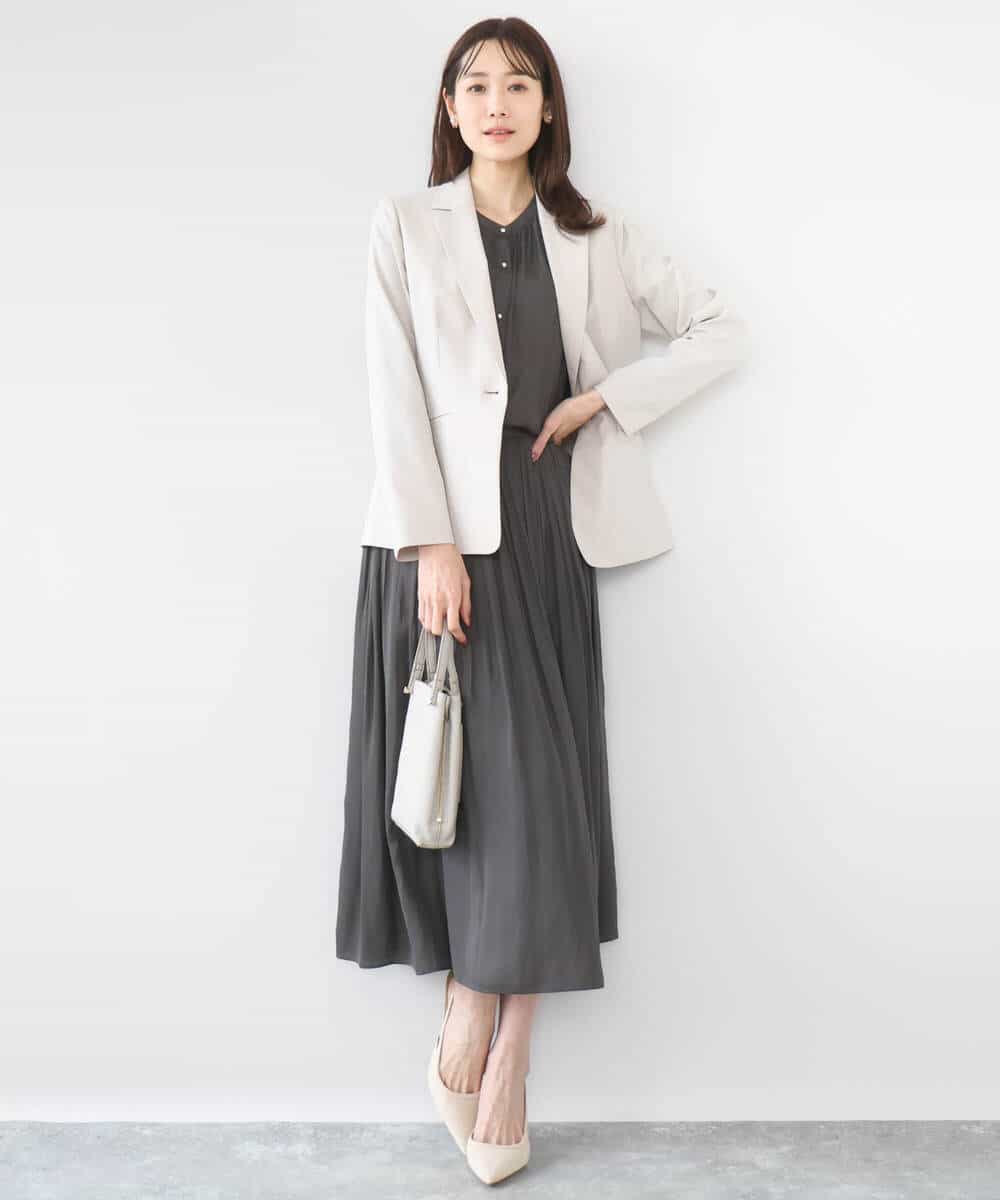 FKHGD35150 MK MICHEL KLEIN(MK ミッシェルクラン) サテンプリーツスカート/UVカット/洗える ダークグレー