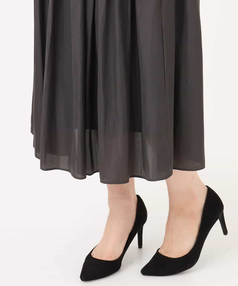 FKHGD35150 MK MICHEL KLEIN(MK ミッシェルクラン) サテンプリーツスカート/UVカット/洗える ダークグレー