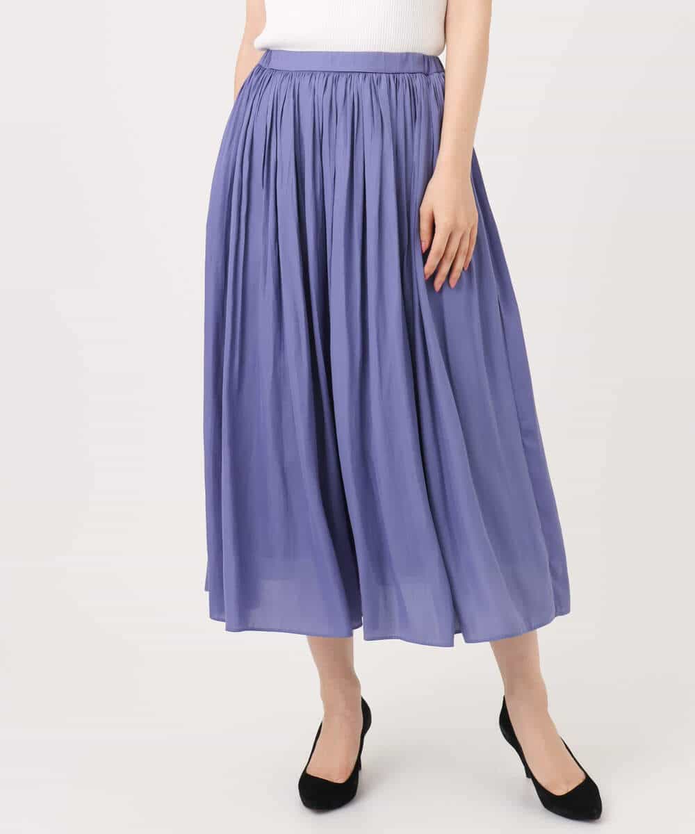 FKHGD35150 MK MICHEL KLEIN(MK ミッシェルクラン) サテンプリーツスカート/UVカット/洗える ダークグレー