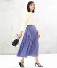 FKHGD35150 MK MICHEL KLEIN(MK ミッシェルクラン) サテンプリーツスカート/UVカット/洗える ダークグレー