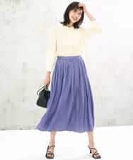 FKHGD35150 MK MICHEL KLEIN(MK ミッシェルクラン) サテンプリーツスカート/UVカット/洗える ダークグレー