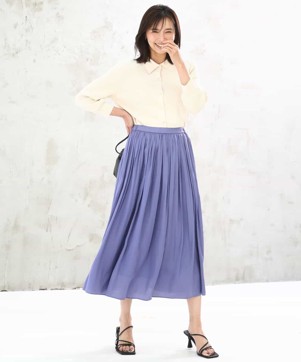 FKHGD35150 MK MICHEL KLEIN(MK ミッシェルクラン) サテンプリーツスカート/UVカット/洗える ダークグレー