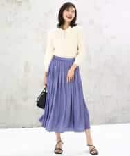 FKHGD35150 MK MICHEL KLEIN(MK ミッシェルクラン) サテンプリーツスカート/UVカット/洗える ダークグレー