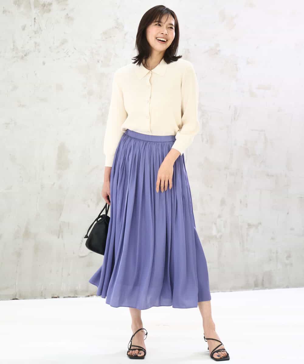 FKHGD35150 MK MICHEL KLEIN(MK ミッシェルクラン) サテンプリーツスカート/UVカット/洗える ダークグレー