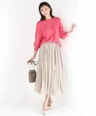 FKHGD35150 MK MICHEL KLEIN(MK ミッシェルクラン) サテンプリーツスカート/UVカット/洗える ダークグレー