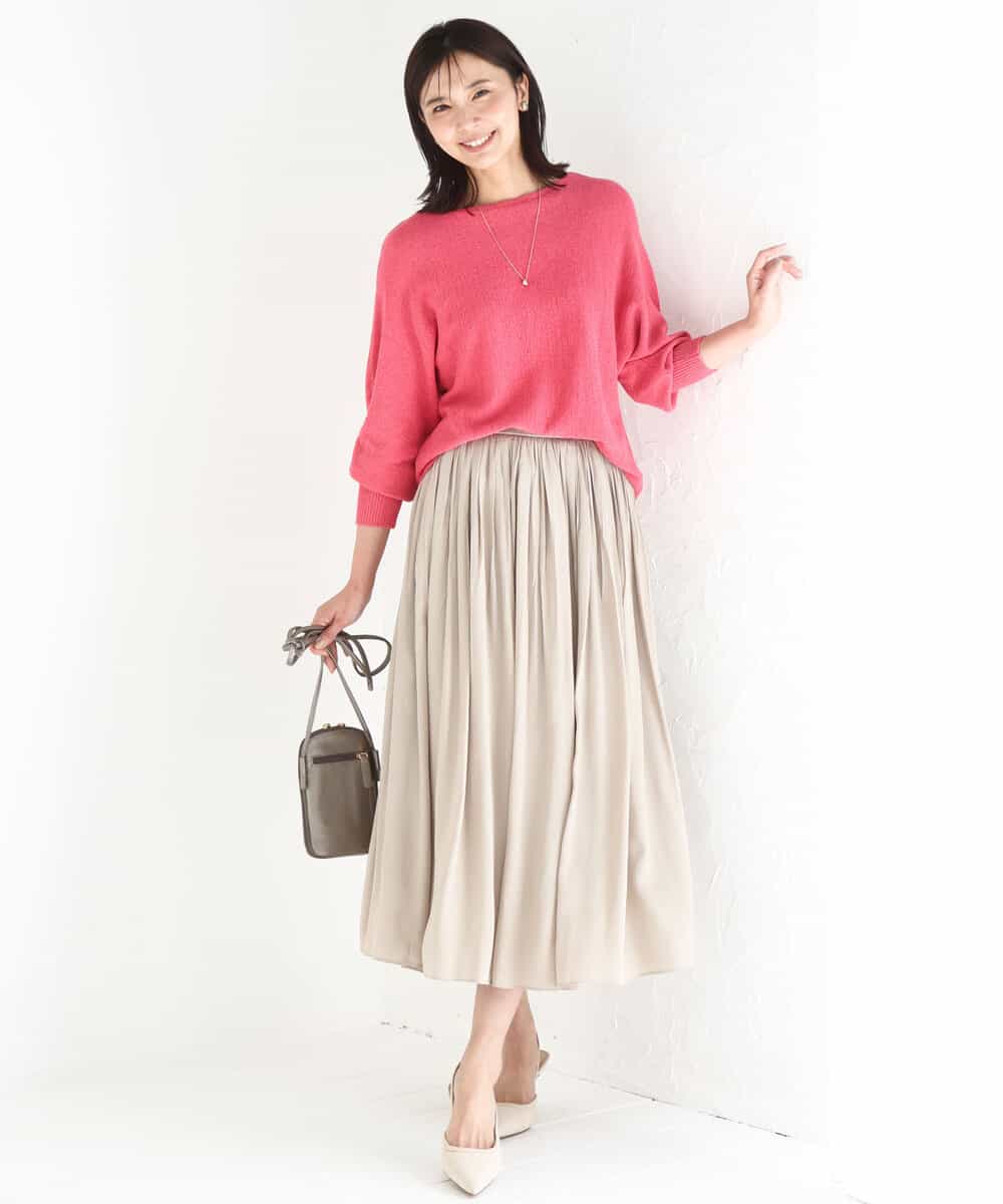 FKHGD35150 MK MICHEL KLEIN(MK ミッシェルクラン) サテンプリーツスカート/UVカット/洗える ダークグレー