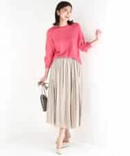 FKHGD35150 MK MICHEL KLEIN(MK ミッシェルクラン) サテンプリーツスカート/UVカット/洗える ダークグレー