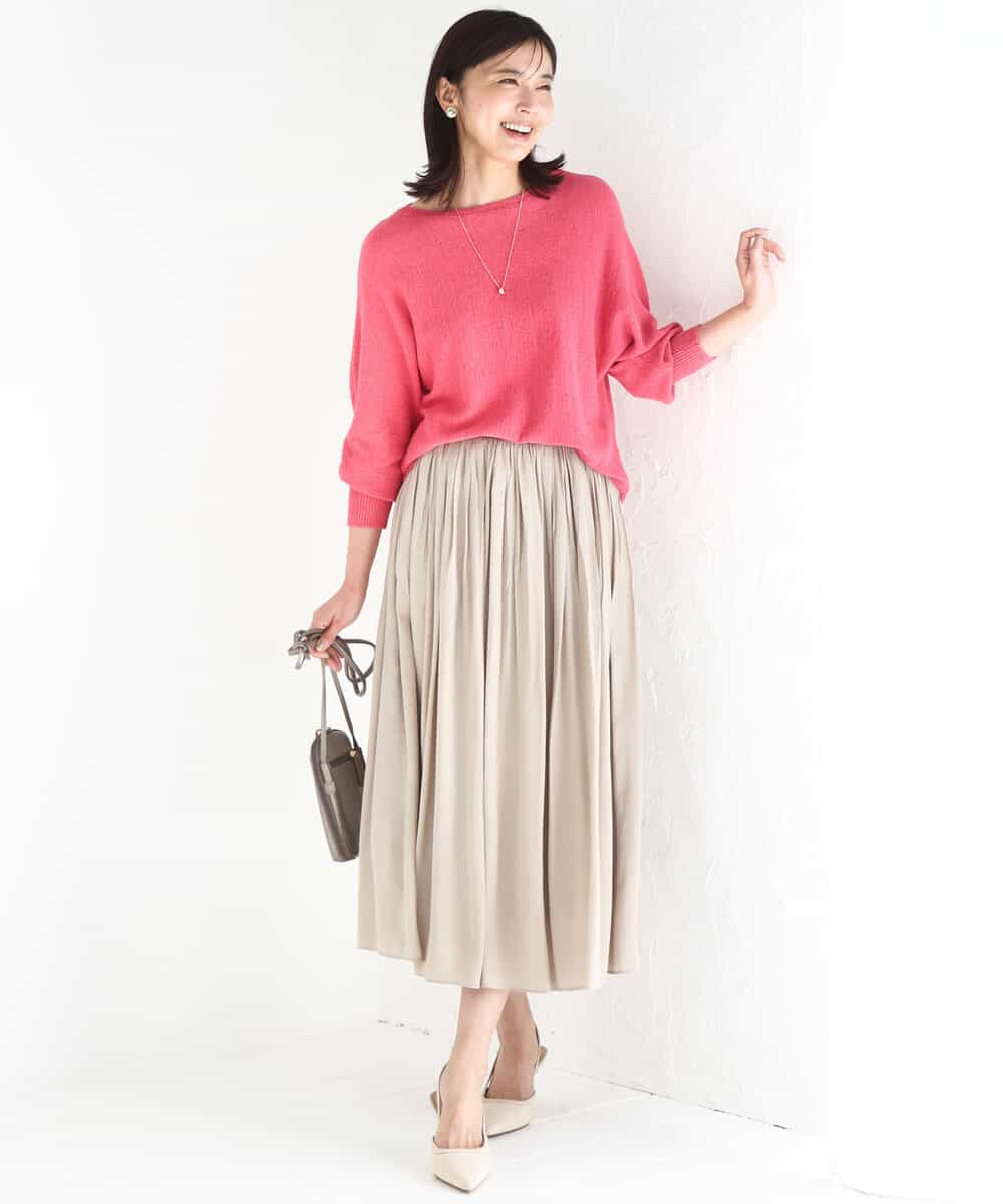 FKHGD35150 MK MICHEL KLEIN(MK ミッシェルクラン) サテンプリーツスカート/UVカット/洗える ダークグレー