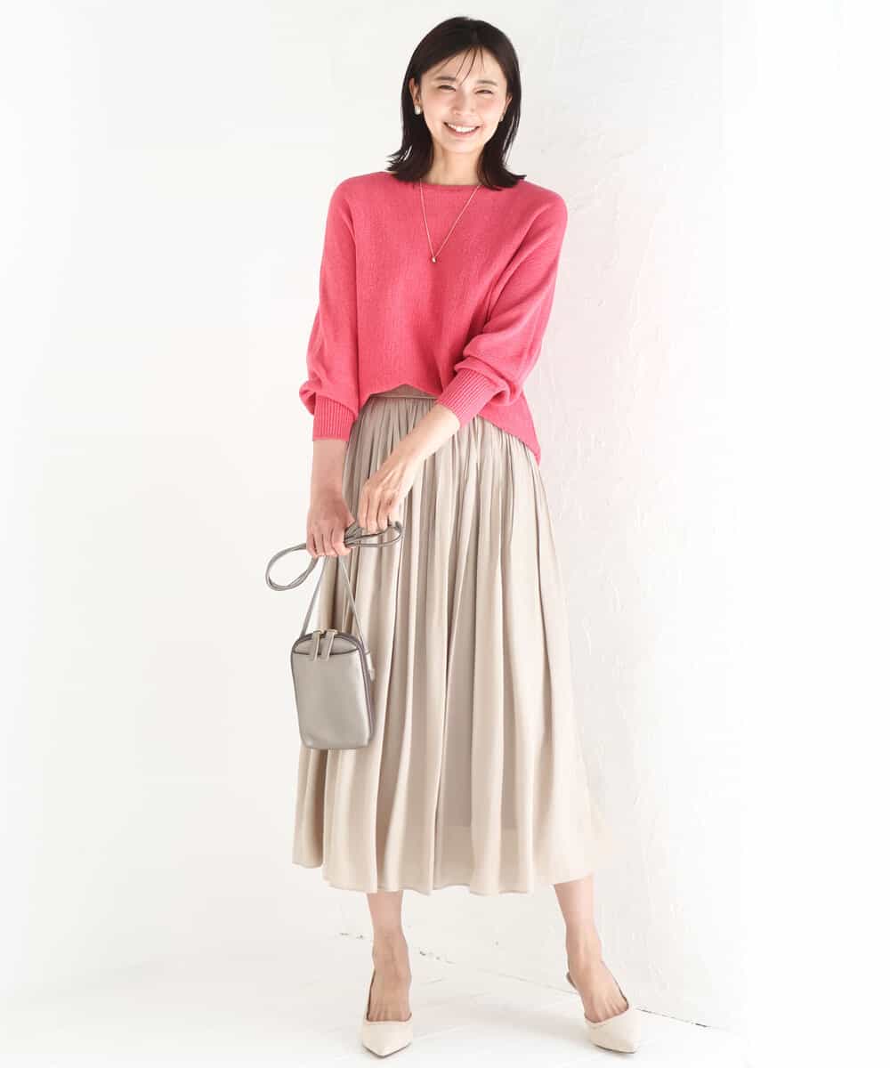 FKHGD35150 MK MICHEL KLEIN(MK ミッシェルクラン) サテンプリーツスカート/UVカット/洗える ダークグレー