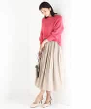 FKHGD35150 MK MICHEL KLEIN(MK ミッシェルクラン) サテンプリーツスカート/UVカット/洗える ダークグレー