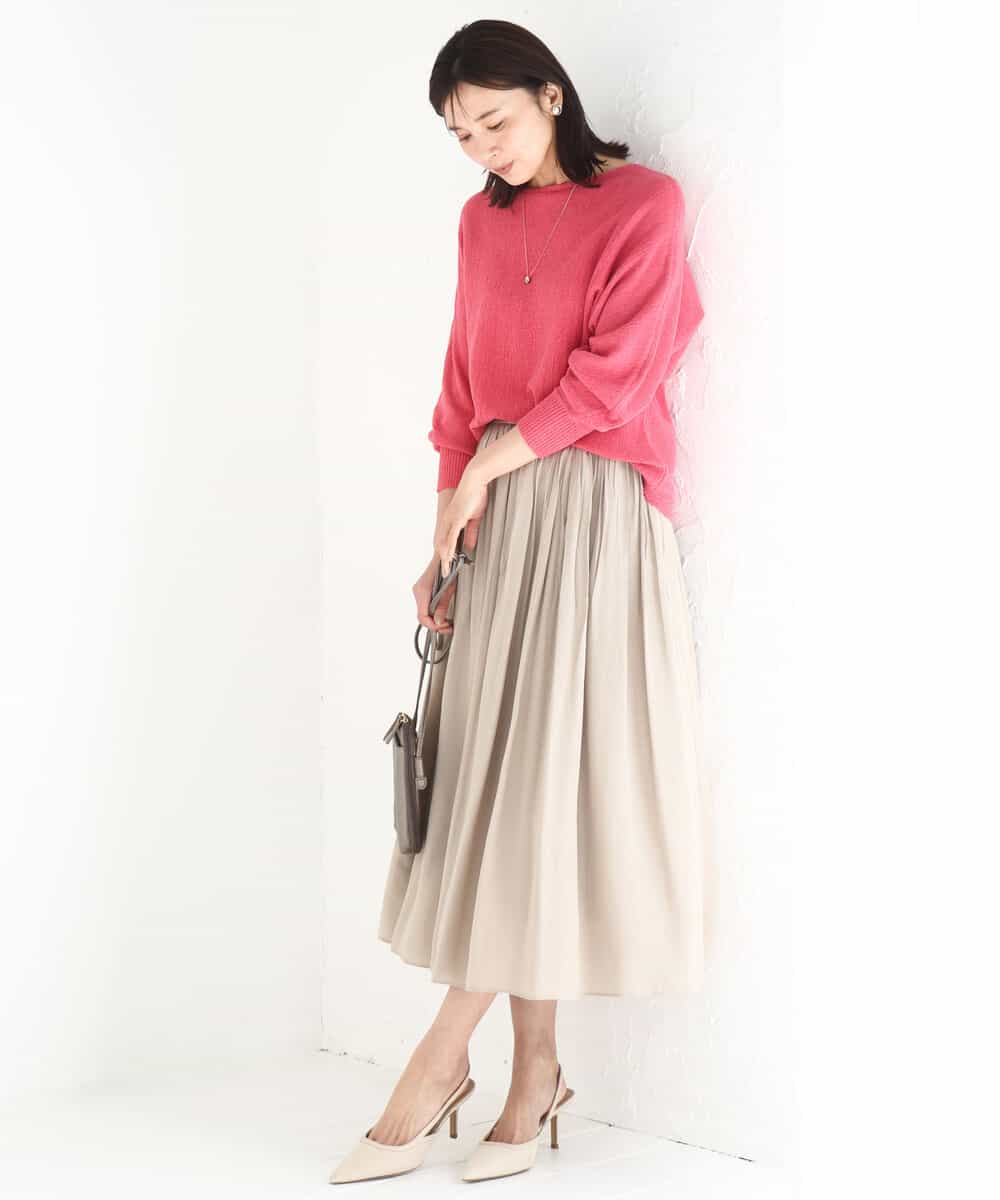 FKHGD35150 MK MICHEL KLEIN(MK ミッシェルクラン) サテンプリーツスカート/UVカット/洗える ダークグレー