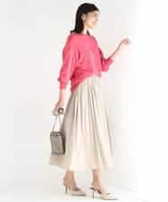 FKHGD35150 MK MICHEL KLEIN(MK ミッシェルクラン) サテンプリーツスカート/UVカット/洗える ダークグレー