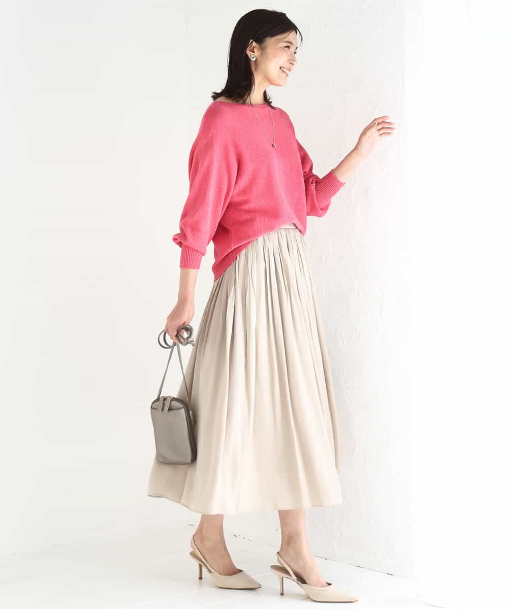 FKHGD35150 MK MICHEL KLEIN(MK ミッシェルクラン) サテンプリーツスカート/UVカット/洗える ダークグレー