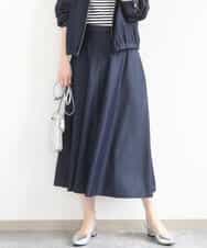 FKHGD36160 MK MICHEL KLEIN(MK ミッシェルクラン) [SANAGARAシリーズ]デニムライク フレアスカート/接触冷感/UVカット/洗える ネイビー