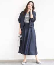 FKHGD36160 MK MICHEL KLEIN(MK ミッシェルクラン) [SANAGARAシリーズ]デニムライク フレアスカート/接触冷感/UVカット/洗える ネイビー