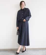 FKHGD36160 MK MICHEL KLEIN(MK ミッシェルクラン) [SANAGARAシリーズ]デニムライク フレアスカート/接触冷感/UVカット/洗える ネイビー