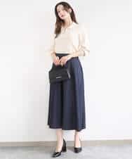 FKHGD36160 MK MICHEL KLEIN(MK ミッシェルクラン) [SANAGARAシリーズ]デニムライク フレアスカート/接触冷感/UVカット/洗える ネイビー