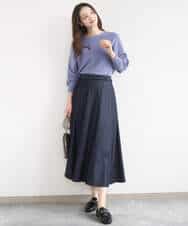 FKHGD36160 MK MICHEL KLEIN(MK ミッシェルクラン) [SANAGARAシリーズ]デニムライク フレアスカート/接触冷感/UVカット/洗える ネイビー