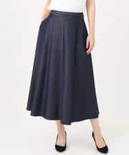 FKHGD36160 MK MICHEL KLEIN(MK ミッシェルクラン) [SANAGARAシリーズ]デニムライク フレアスカート/接触冷感/UVカット/洗える ネイビー